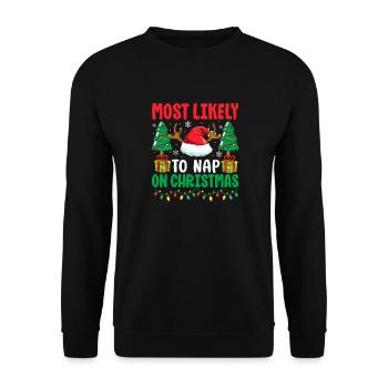 Most Likely To Nap On Christmas Holiday Sleep - Unisex Sweatshirt - black - Front - Alina (178cm) & Michal (187cm)