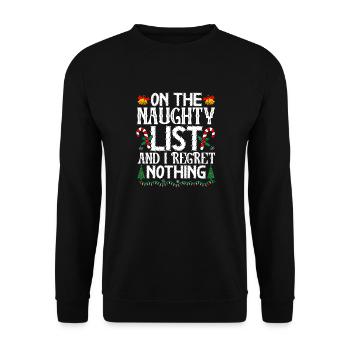 On The Naughty List And I Regret Nothing Christmas - Unisex Sweatshirt - black - Front - Alina (178cm) & Michal (187cm)
