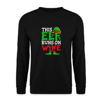 This Elf Runs On Wine Christmas Spirit - Unisex Sweatshirt - black - Front - Alina (178cm) & Michal (187cm)