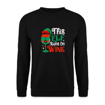 This Elf Runs On Wine Spirit Christmas - Unisex Sweatshirt - black - Front - Alina (178cm) & Michal (187cm)