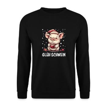 Glühwein Liebhaber GLÜH SCHWEIN Lustiges - Unisex Pullover - Schwarz - Vorne - Alina (178cm) & Michal (187cm)