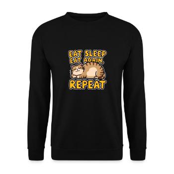 Cat Eats, Eats Still And Sleeps - Kitten Humor - Unisex Sweatshirt - black - Front - Alina (178cm) & Michal (187cm)