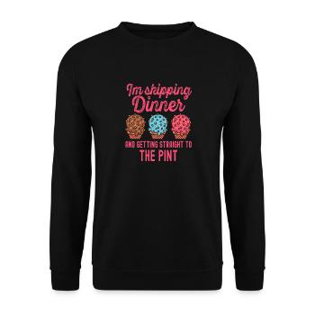 Skipping Dinner Getting Pint Cream - Unisex Sweatshirt - black - Front - Alina (178cm) & Michal (187cm)