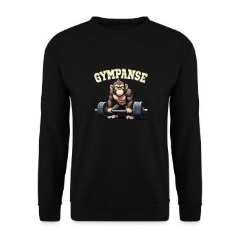 GYMPANSE Wortspiel Schimpanse Gym - Unisex Pullover - Schwarz - Vorne - Alina (178cm) & Michal (187cm)