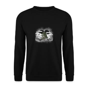 Nature Mountains Mountains Mountain Mountaineers Hike - Unisex Sweatshirt - black - Front - Alina (178cm) & Michal (187cm)
