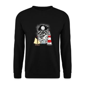maritime, seagulls, seagull, lighthouse, sailing ship, boat - Unisex Sweatshirt - black - Front - Alina (178cm) & Michal (187cm)