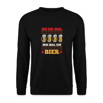 Christmas Ho Ho Get Me A Beer - Unisex Sweatshirt - black - Front - Alina (178cm) & Michal (187cm)