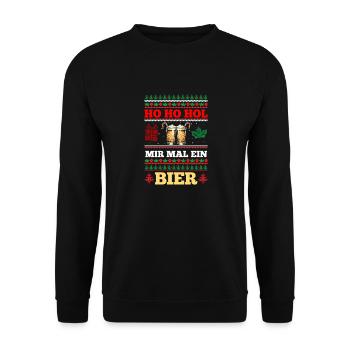 Christmas Ho Ho Get Me A Beer - Unisex Sweatshirt - black - Front - Alina (178cm) & Michal (187cm)