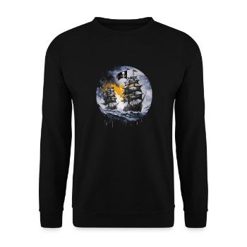 bateau pirate, pirates, capitaine, voilier, - Sweat-shirt Unisexe - noir - Devant - Alina (178cm) & Michal (187cm)
