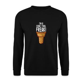 Eisbecher I'm A Cone-trol Freak Gelato - Unisex Pullover - Schwarz - Vorne - Alina (178cm) & Michal (187cm)