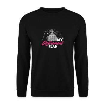 Tricoter mon plan de retraite - Sweat-shirt Unisexe - noir - Devant - Alina (178cm) & Michal (187cm)