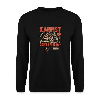Dart Spieler KANNST DU GUT DART SPIELEN? Lustiges - Unisex Pullover - Schwarz - Vorne - Alina (178cm) & Michal (187cm)