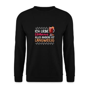 Glühwein LIEBE GLÜHWEIN ALLES ANDERE IS LANGWEILIG - Unisex Pullover - Schwarz - Vorne - Alina (178cm) & Michal (187cm)