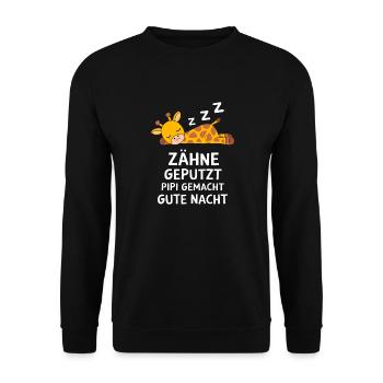 Pajama Nightgown Teeth Brushed Giraffe - Unisex Sweatshirt - black - Front - Alina (178cm) & Michal (187cm)