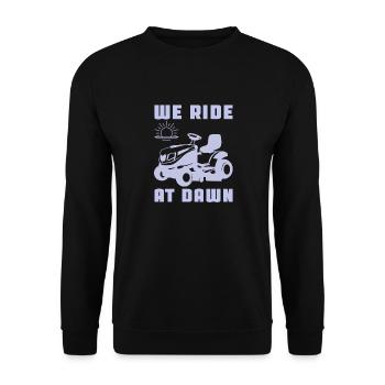 We ride at dawn lawn mower tractor - Unisex Sweatshirt - black - Front - Alina (178cm) & Michal (187cm)