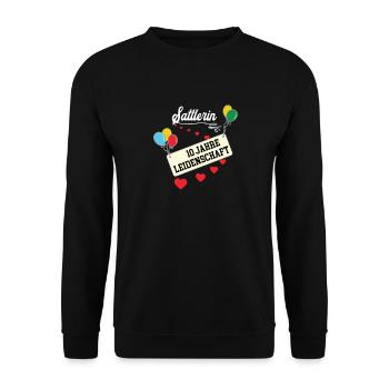 Sattlerin 10 jähriges Jubiläum Sattlerei Jubi 10. - Unisex Pullover - Schwarz - Vorne - Alina (178cm) & Michal (187cm)