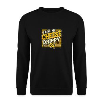 Ich mag My Cheese Drippy, Funne Meme Cheese Lover - Unisex Pullover - Schwarz - Vorne - Alina (178cm) & Michal (187cm)