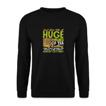 Knitting, tea and rest for harmony - Unisex Sweatshirt - black - Front - Alina (178cm) & Michal (187cm)