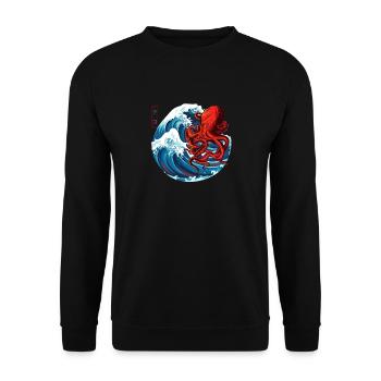 Oktopus Japanische Kunst Octopus Japanese Art - Unisex Sweatshirt - black - Front - Alina (178cm) & Michal (187cm)