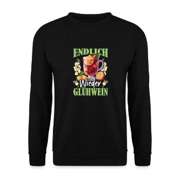 Glühweinstand ENDLICH WIEDER GLÜHWEIN Lustiges - Unisex Pullover - Schwarz - Vorne - Alina (178cm) & Michal (187cm)