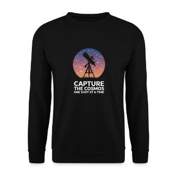 Capture The Cosmos Teleskop Astronomie für einen - Unisex Pullover - Schwarz - Vorne - Alina (178cm) & Michal (187cm)