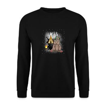 Shaman Bear Teepee Campfire Wild West Bears - Unisex Sweatshirt - black - Front - Alina (178cm) & Michal (187cm)