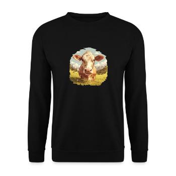 Cows Cow - Unisex Sweatshirt - black - Front - Alina (178cm) & Michal (187cm)