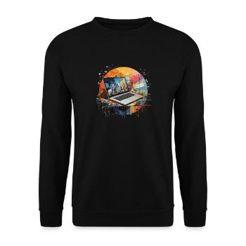 Laptop Calculator Computer - Unisex Sweatshirt - black - Front - Alina (178cm) & Michal (187cm)