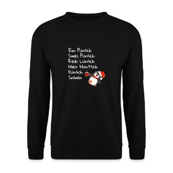 Ein Punsch Swei Punsch - Pinguin Weihnachtsfeier - Unisex Pullover - Schwarz - Vorne - Alina (178cm) & Michal (187cm)