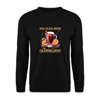 Weihnachtsmarkt GLÜH MICH GLÜCKLICH Lustiges - Unisex Pullover - Schwarz - Vorne - Alina (178cm) & Michal (187cm)