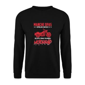 Opi MANCHE OPAS SPIELEN BINGO ECHTE OPAS FAHREN - Unisex Pullover - Schwarz - Vorne - Alina (178cm) & Michal (187cm)