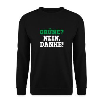 Grüne nein Danke! - Unisex Pullover - Schwarz - Vorne - Alina (178cm) & Michal (187cm)