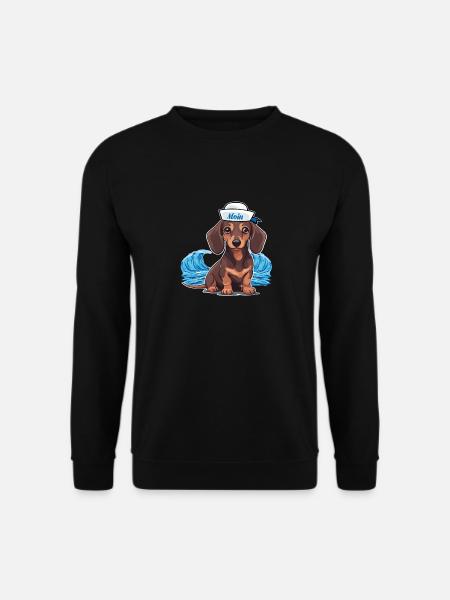 Dackel Hund Hunde Matrose maritim Hund - Unisex Pullover - Schwarz