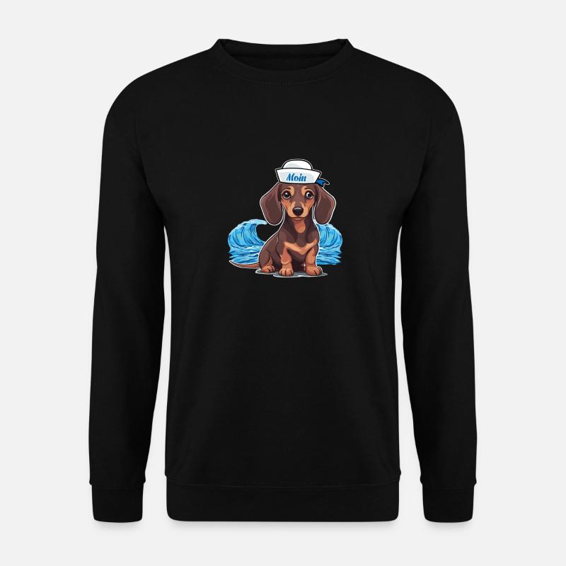 Dackel Hund Hunde Matrose maritim Hund - Unisex Pullover - Schwarz