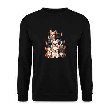 Französische Bulldogge Welpen - Unisex Pullover - Schwarz - Vorne - Alina (178cm) & Michal (187cm)