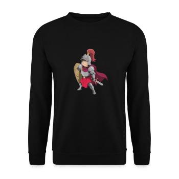 Freundlicher Ritter als Geburtstagsgeschenk Design - Unisex Pullover - Schwarz - Vorne - Alina (178cm) & Michal (187cm)