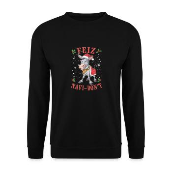 Weihnachten Lustiger Esel in festlichem Outfit - Unisex Pullover - Schwarz - Vorne - Alina (178cm) & Michal (187cm)