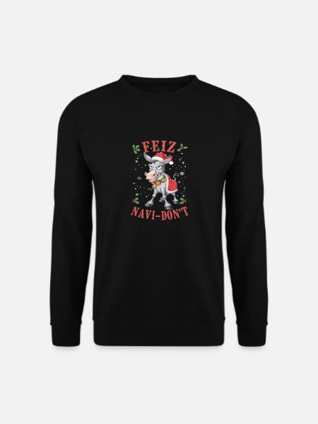 Weihnachten Lustiger Esel in festlichem Outfit - Unisex Pullover - Schwarz