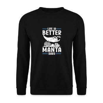 Manta Rays Great Manta Sea Creatures - Unisex Sweatshirt - black - Front - Alina (178cm) & Michal (187cm)