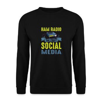 Amateur First Social Media Ham Radio - Unisex Pullover - Schwarz - Vorne - Alina (178cm) & Michal (187cm)