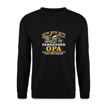 Opi BIN EIN MOTORRAD FAHRENDER OPA NOCH COOLER - Unisex Pullover - Schwarz - Vorne - Alina (178cm) & Michal (187cm)