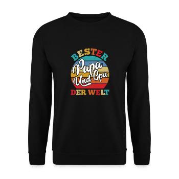Großvater BESTER PAPA UND OPA DER WELT Opi - Unisex Pullover - Schwarz - Vorne - Alina (178cm) & Michal (187cm)