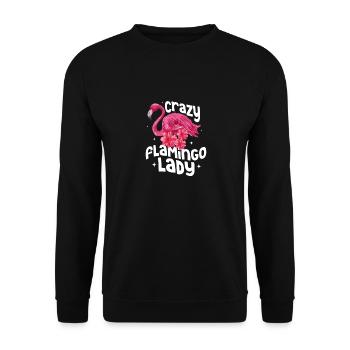 Crazy Flamingo Lady Pink Bird Cute - Unisex Sweatshirt - black - Front - Alina (178cm) & Michal (187cm)