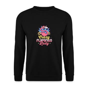 Crazy Flamingo Lady Cute Pink Bird - Unisex Sweatshirt - black - Front - Alina (178cm) & Michal (187cm)