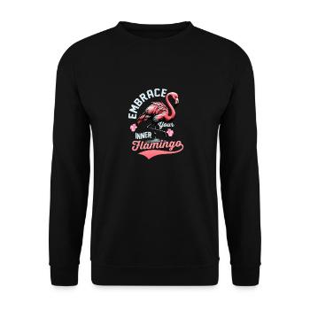 Embrassez votre oiseau rose flamant intérieur mignon - Sweat-shirt Unisexe - noir - Devant - Alina (178cm) & Michal (187cm)