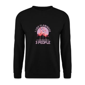 I Like Flamingos And Maybe 3 People Pink Bird Cute - Unisex Pullover - Schwarz - Vorne - Alina (178cm) & Michal (187cm)