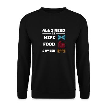 Tout ce dont j’ai besoin, c’est du wifi, de la nourriture et de mon - Sweat-shirt Unisexe - noir - Devant - Alina (178cm) & Michal (187cm)