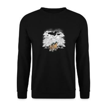 Noël Autriche Tyrol Hiver Montagnes Chevaux - Sweat-shirt Unisexe - noir - Devant - Alina (178cm) & Michal (187cm)