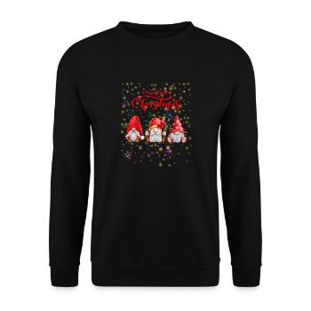 Xmas gnomes merry christmas holiday motif - Unisex Sweatshirt - black - Front - Alina (178cm) & Michal (187cm)