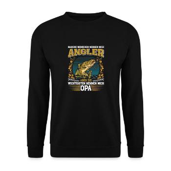 Opi MANCHE MENSCHEN NENNEN MICH ANGLER BIN OPA - Unisex Pullover - Schwarz - Vorne - Alina (178cm) & Michal (187cm)
